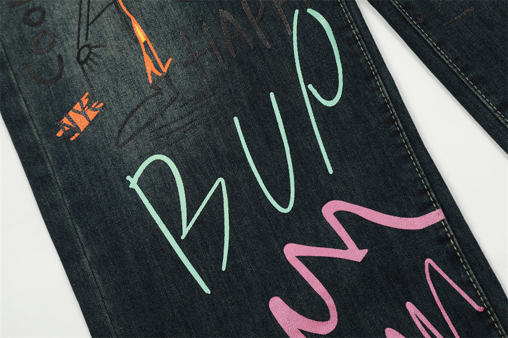 Graffiti Straight-leg Trousers Hip Hop Men