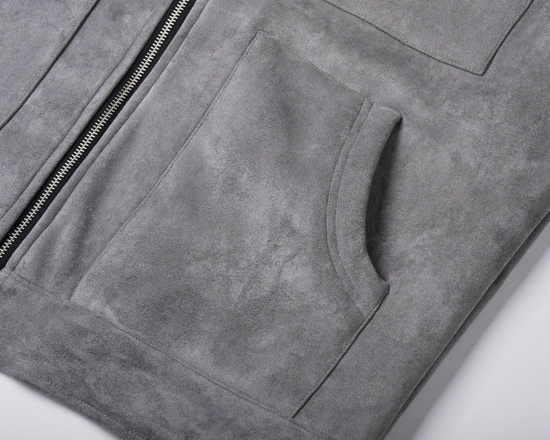 Vintage Solid Deerskin Multi-Pocket Zip Jacket