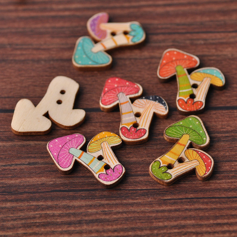 Children's Handmade Cartoon Wooden Buttons