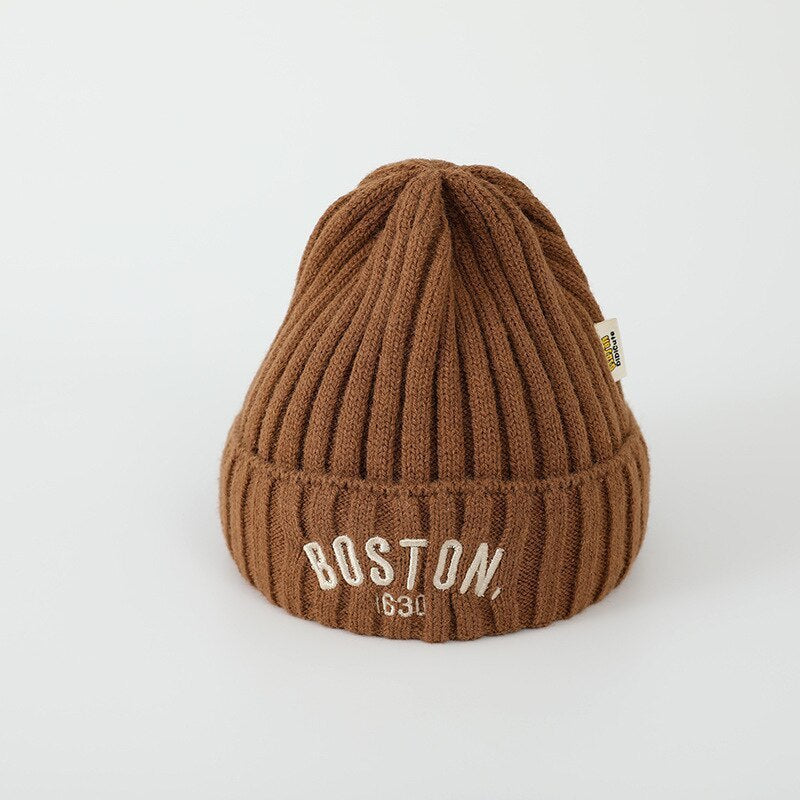 BOSTON Letter Children Woolen Knitted Hat