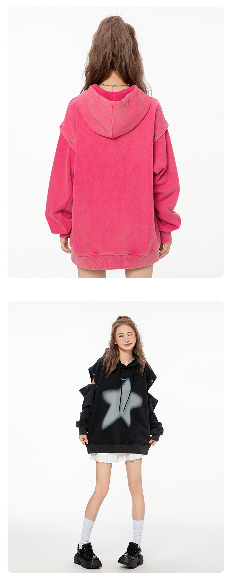 American-style XINGX Printed Distressed Detachable Sweater Autumn Couple Loose Top