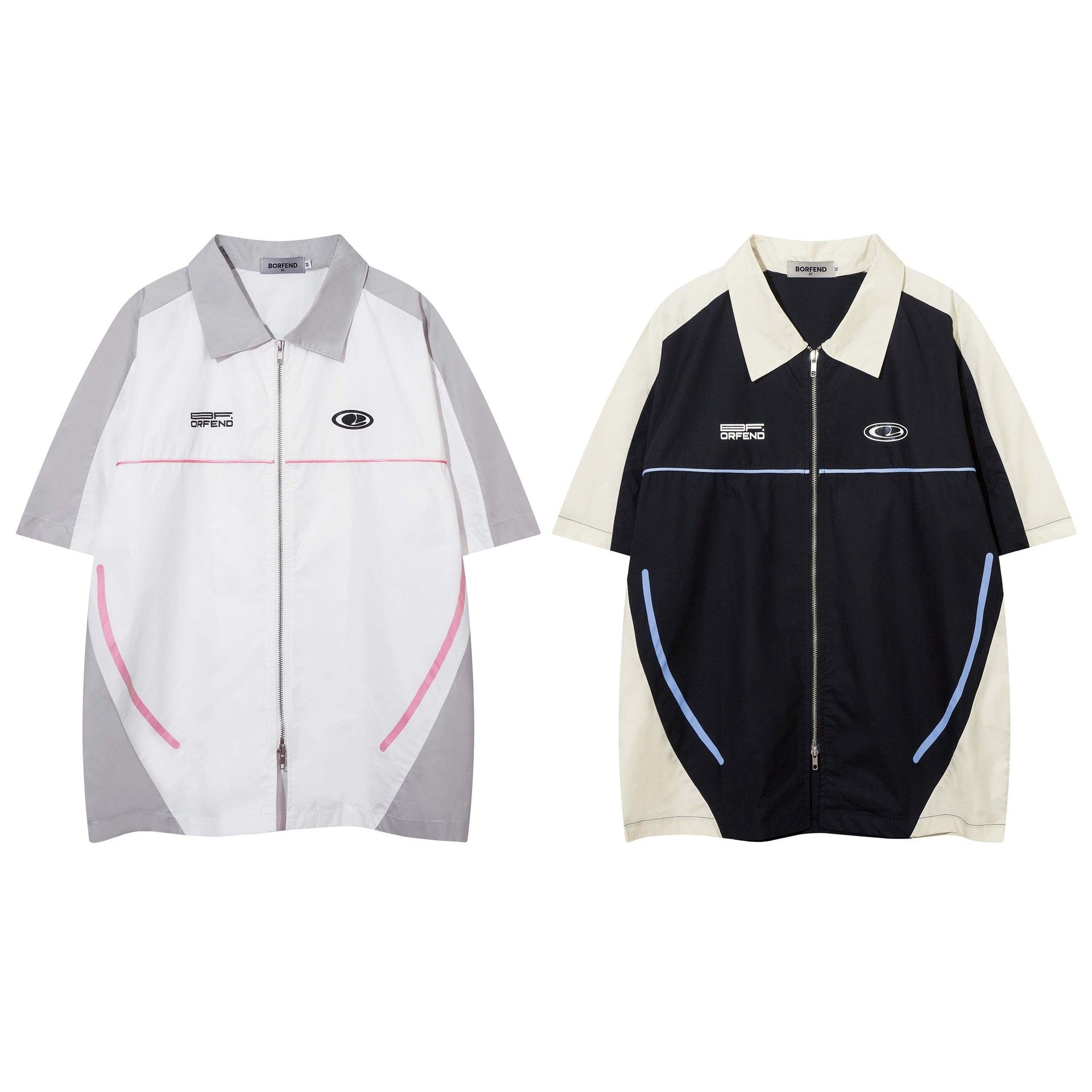 High Street Matching Letters Printing Lapel Short Sleeve Shirt