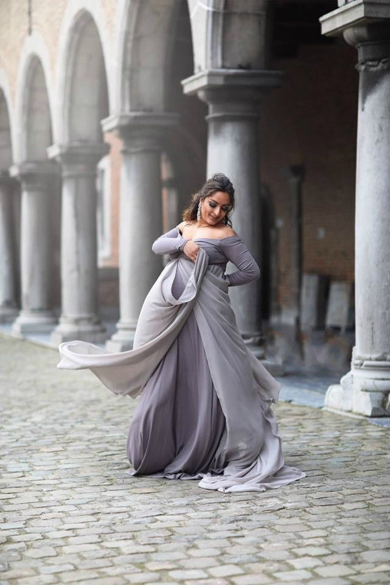 Photo Mopping Long Maternity Skirt