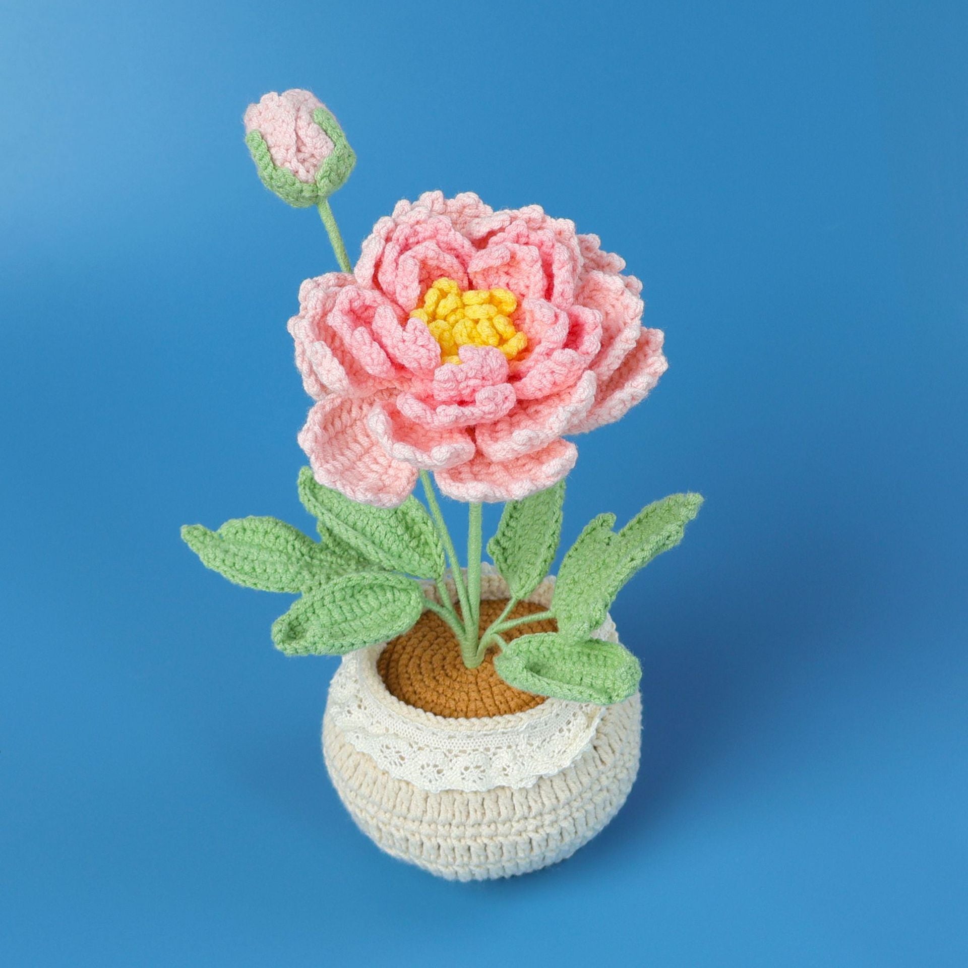 Finished Handmade Wool Woven Home Decoration Tulip Potted Plant