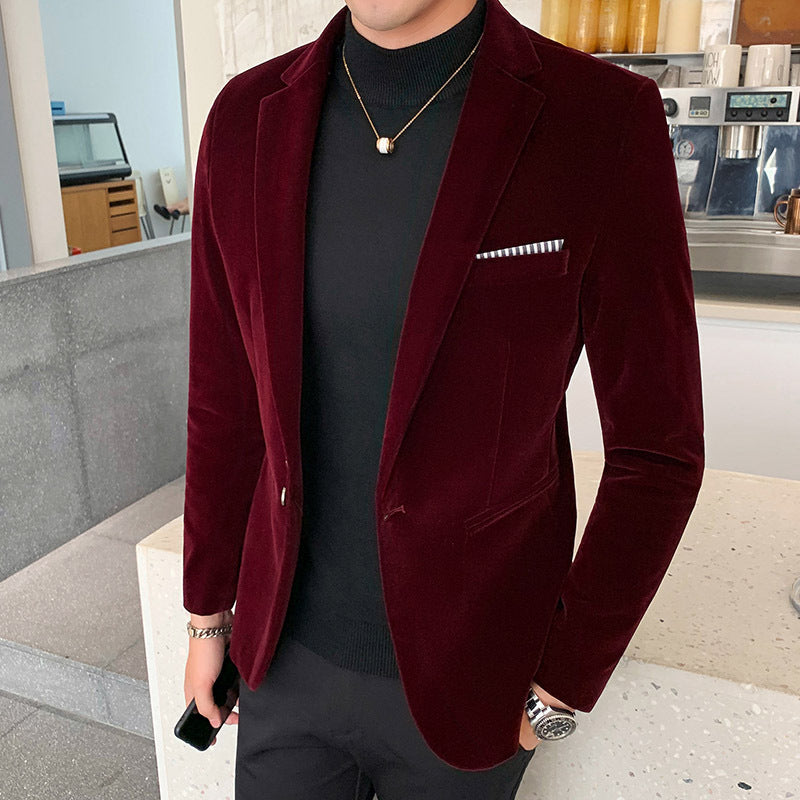 Casual Youth Gold Velvet Small Suit