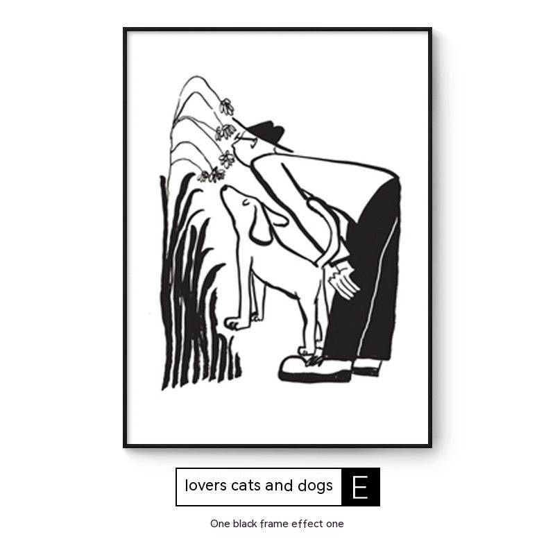 Cat And Dog Abstract Style Decorative Painting Interesting Art Style