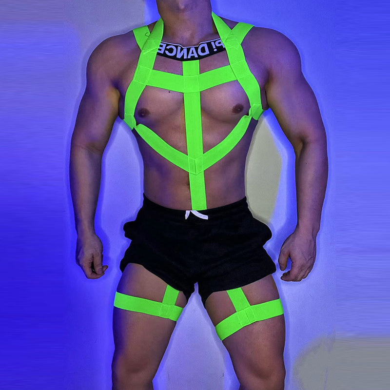 Elastic Strap Bodysuit Fluorescent Strap Performance Clothing
