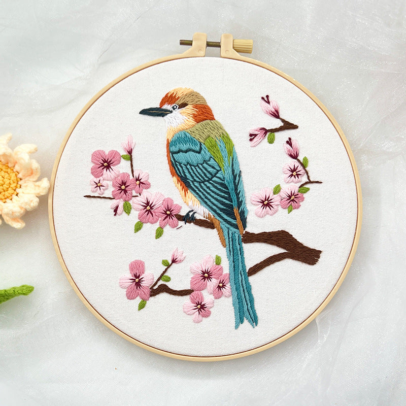 Ancient Style Flower And Bird Hanging Painting Lu Embroidery Handmade Diy Material Package