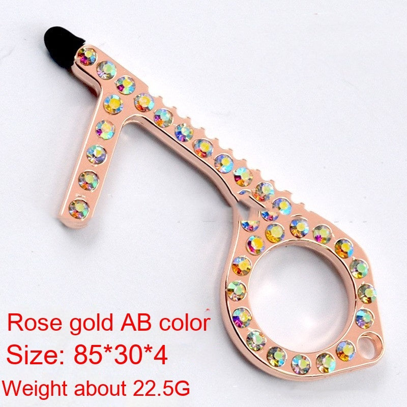 Diamond Touch-free Door Opener Touchscreen Stylus Keychain