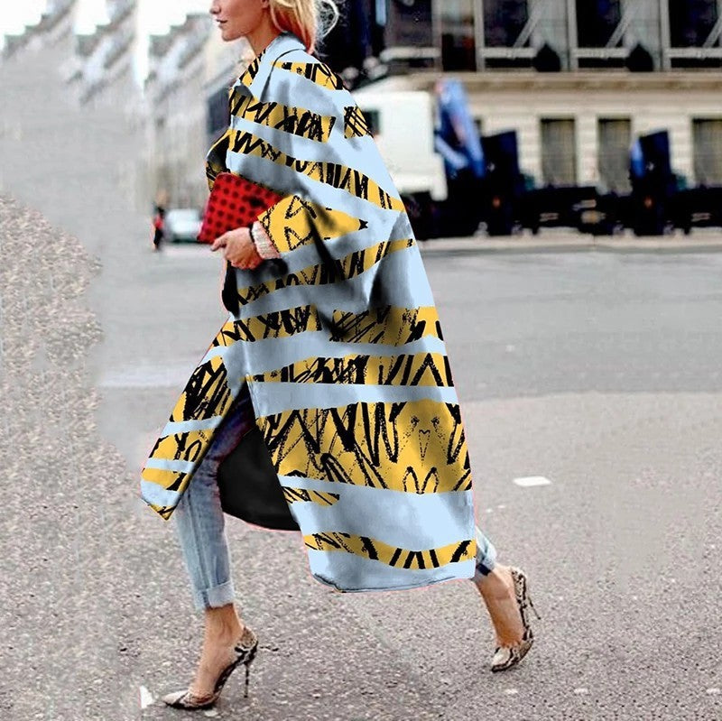 Flared sleeve coat printed loose windbreaker