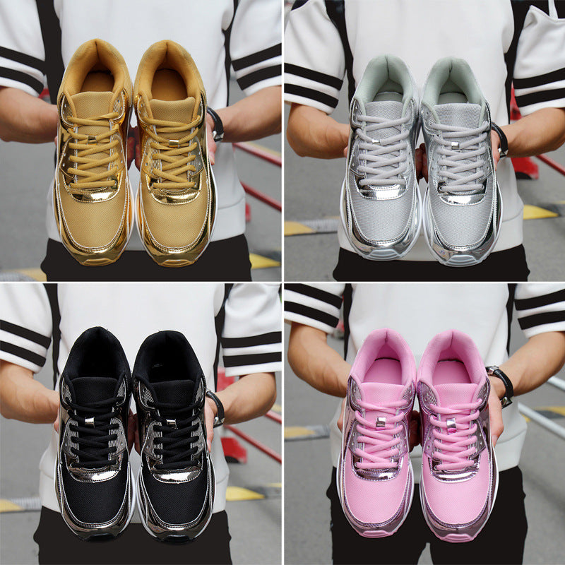 Breathable Women's Sports Flat Shoes Gold Slip On Air Cushion Shoes