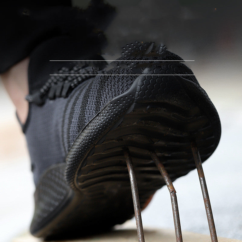 Steel Toe Safety Shoes Men's Anti-Smashing and Anti-Piercing Safety Shoes Flying Knitted