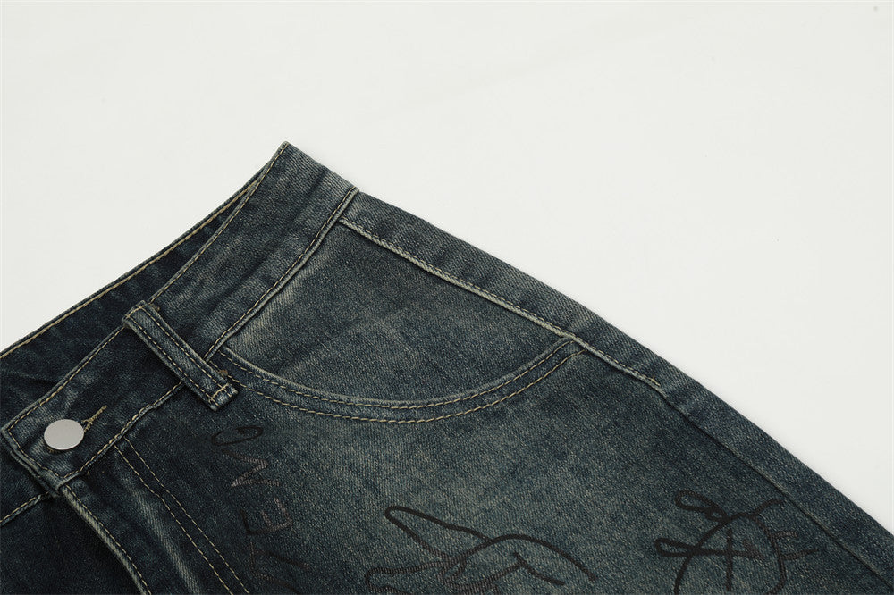 Graffiti Straight-leg Trousers Hip Hop Men