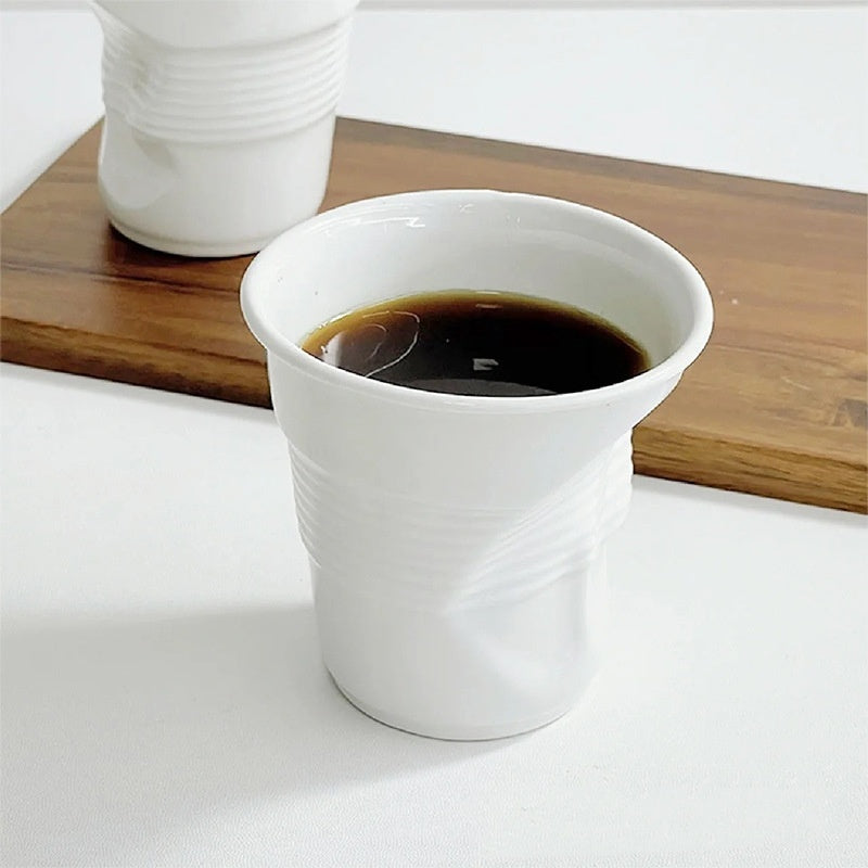French Pleated Cup Irregular Ceramic