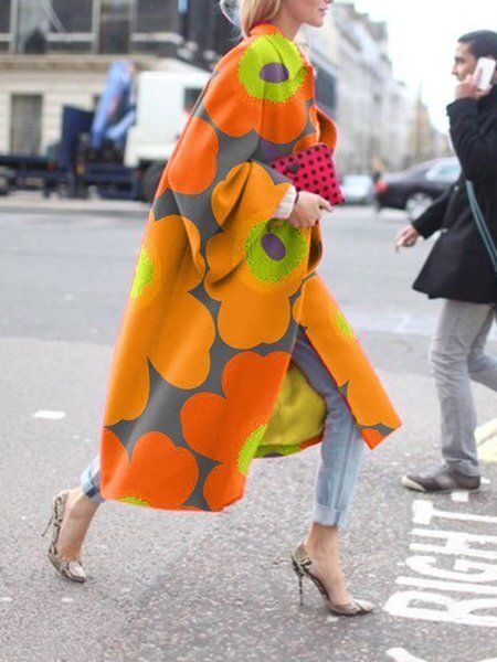 Flared sleeve coat printed loose windbreaker