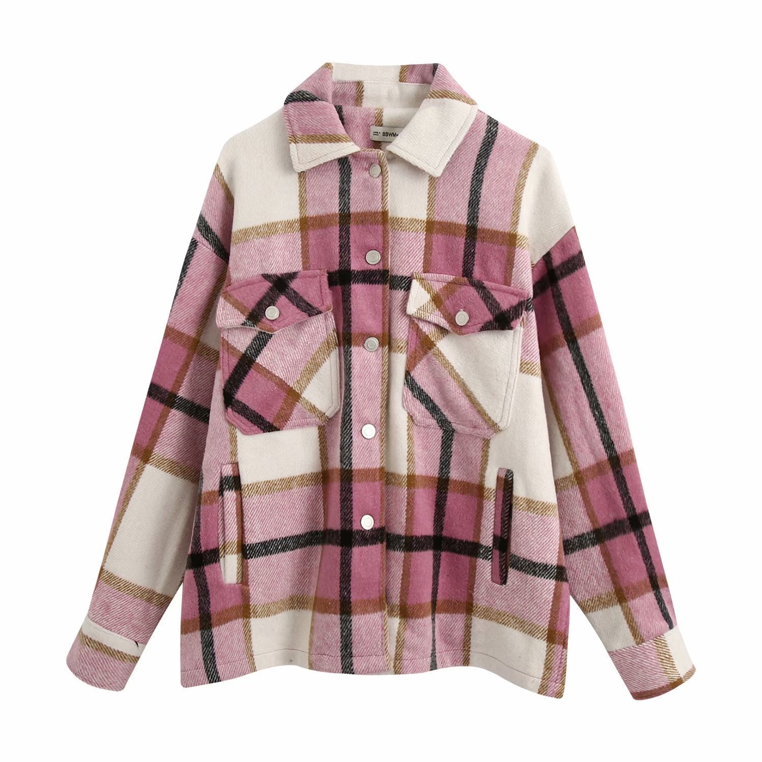 Ladies casual plaid shirt jacket