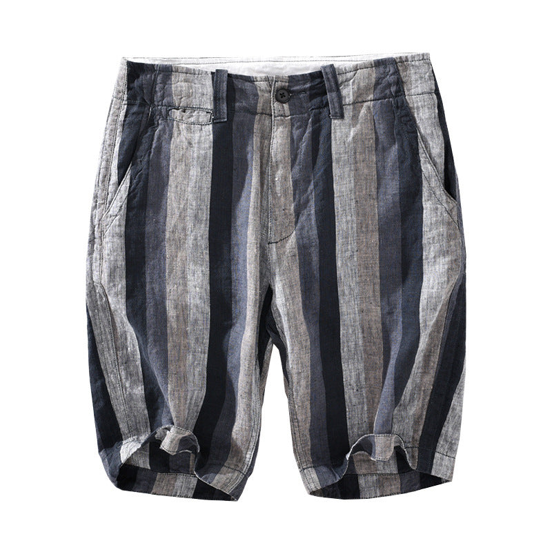 Men's Straight Loose Cotton And Linen Casual Shorts