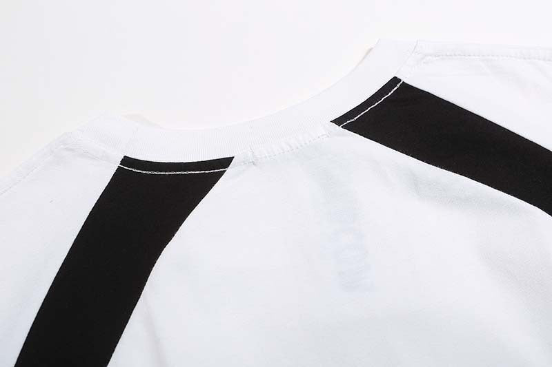 Retro Racing Style Letter Multicolor Printing Round Neck Short Sleeve T-shirt