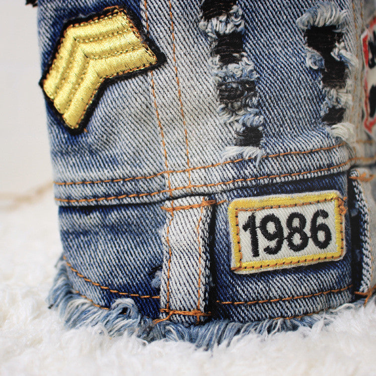 Dog clothes sand wash denim vest