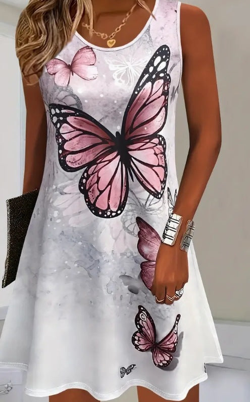 Turtle Print Loose Tank Casual Sleeveless Dress Spring And Summer