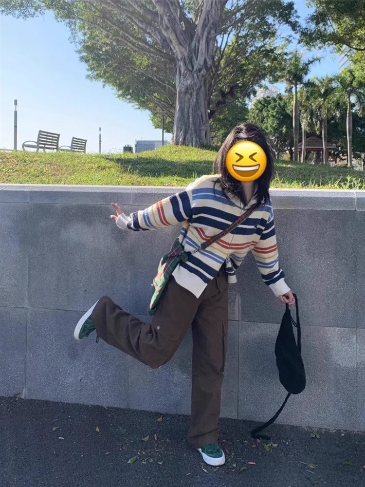 Early Spring Stand Collar Zipper Sweater Cardigan Coat