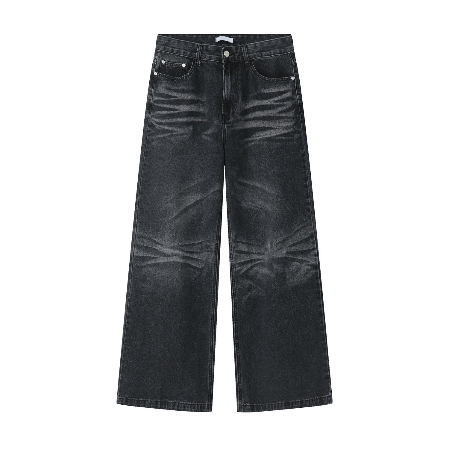 Casual Denim Trousers Loose Wide Leg Korean Style Retro Black