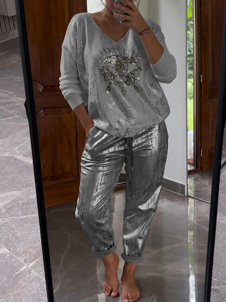 Evil Eye Bronzing Top And Trousers Suit