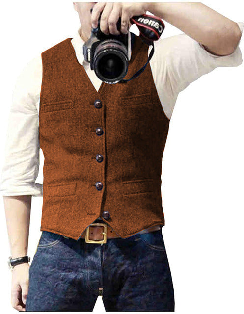 Slim-fit Herringbone Vest Casual Business Professional Formal Wear Groomsmen