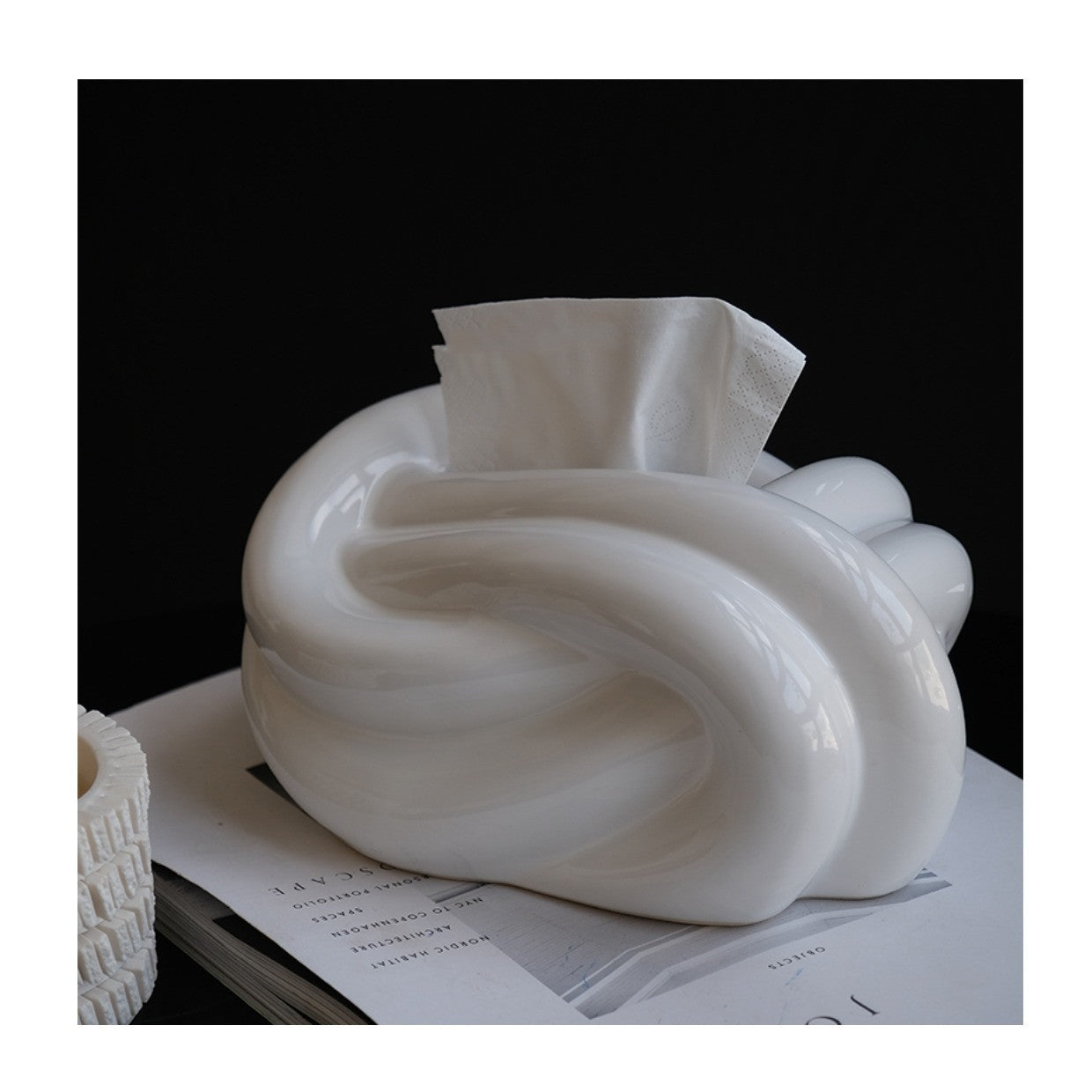 Cold Color Fried Dough Twist Shaped Napkin Paper Box Ceramic Decoration