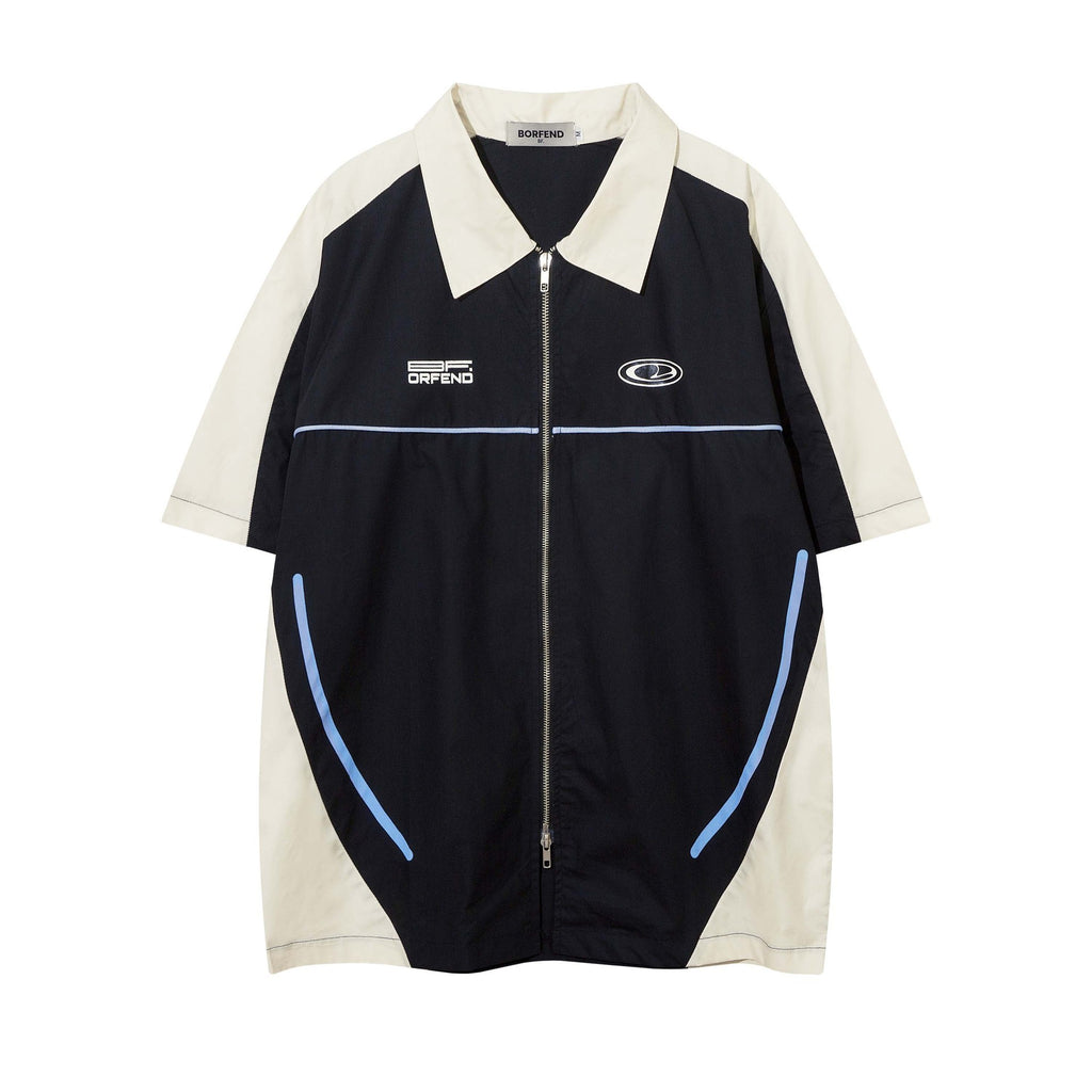 High Street Matching Letters Printing Lapel Short Sleeve Shirt