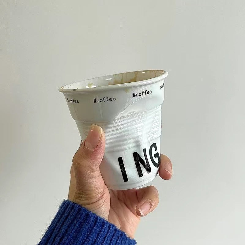 French Pleated Cup Irregular Ceramic