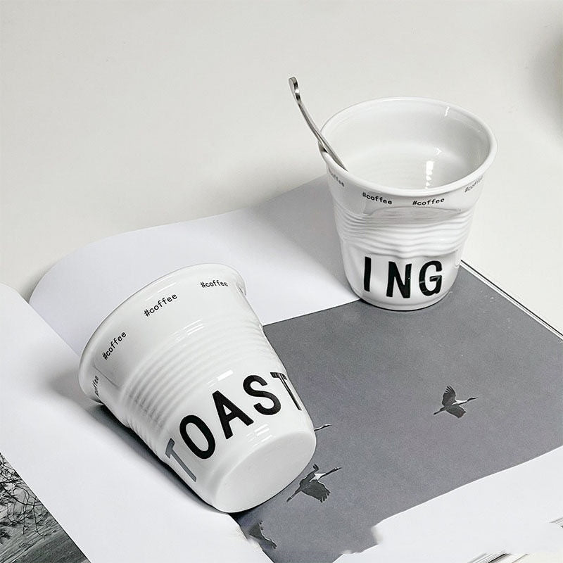 French Pleated Cup Irregular Ceramic