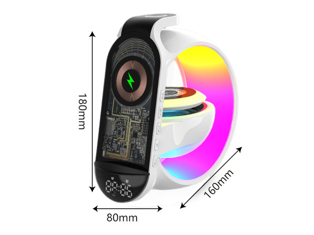 Bluetooth Speaker with Wireless Charger and Alarm Clock