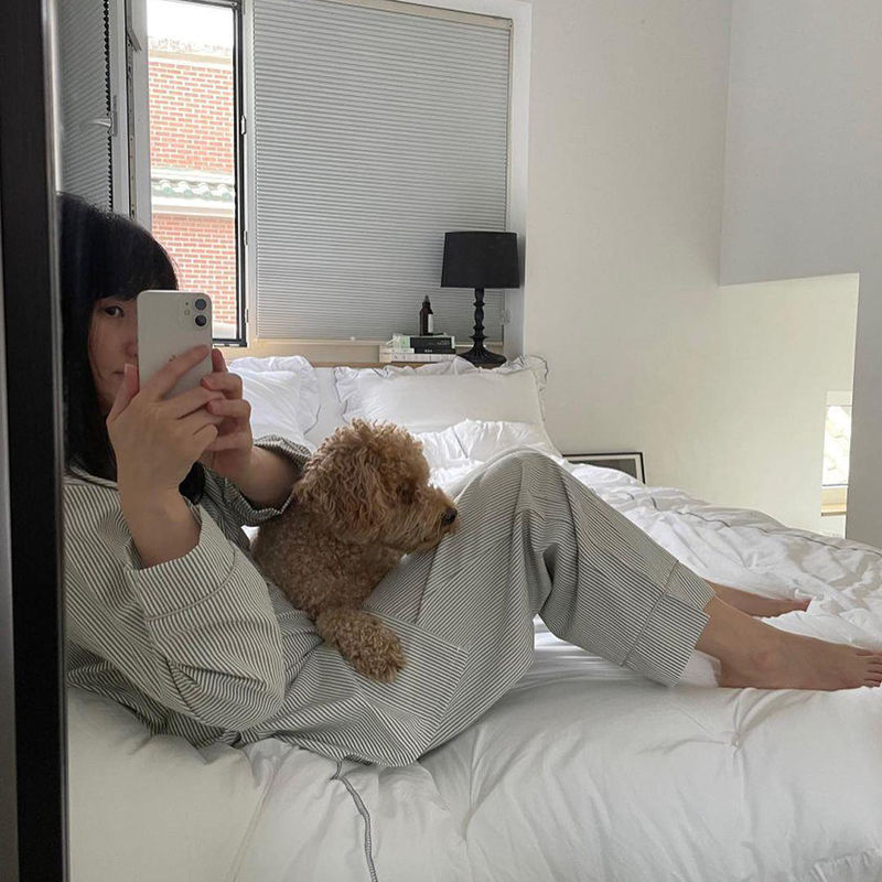 Sweet Printed Long Sleeve Trousers Homewear Suits