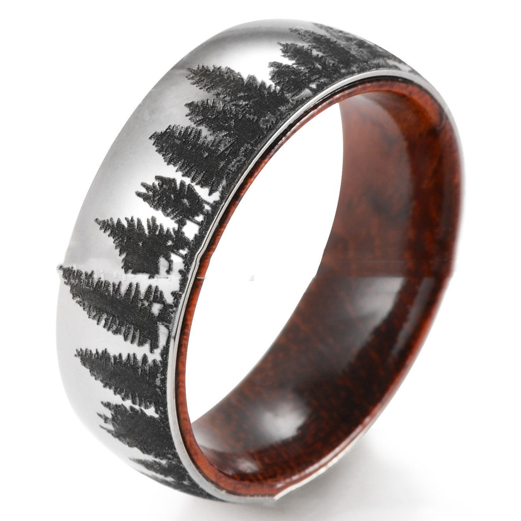 Outdoor Pattern Minimalist Titanium Ring