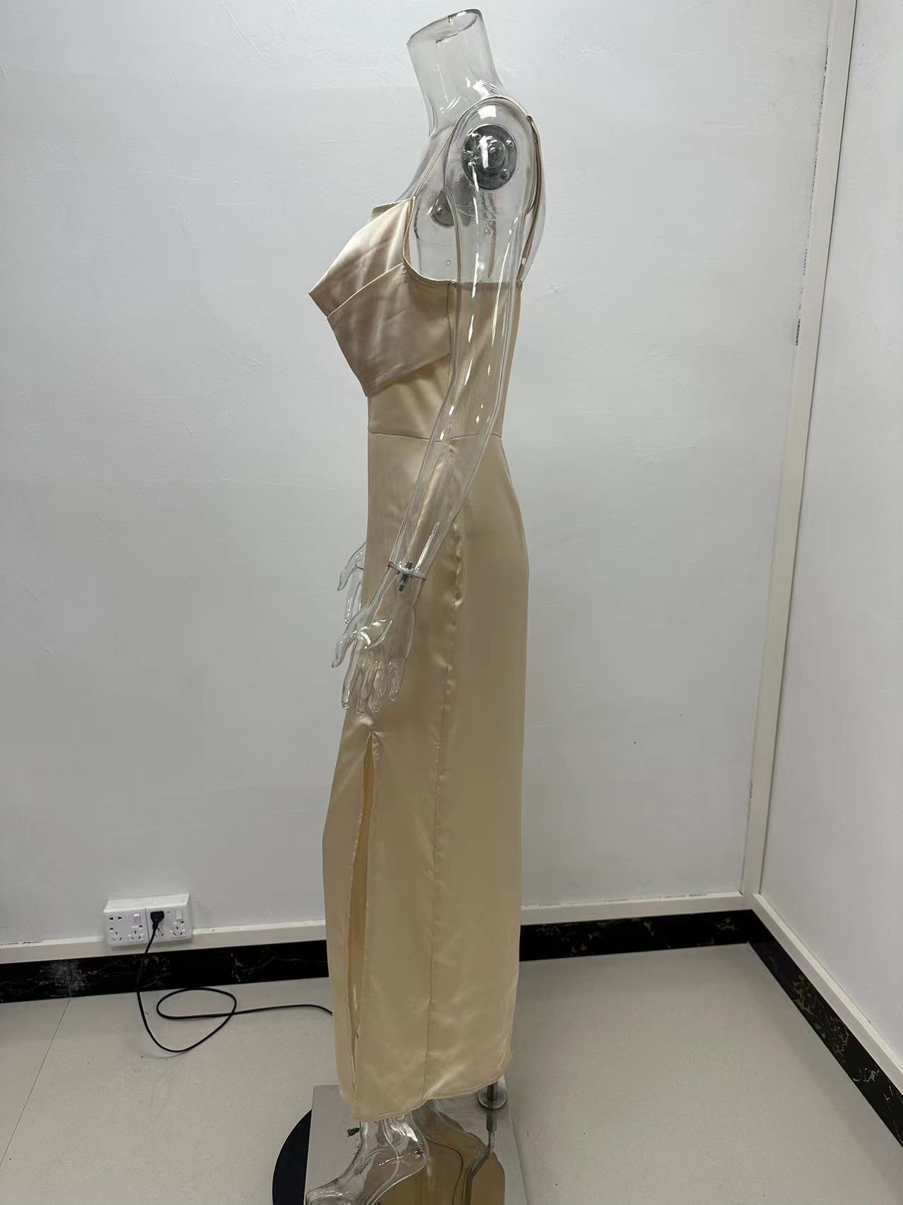 Women's Pure Color Split Suspender Dress