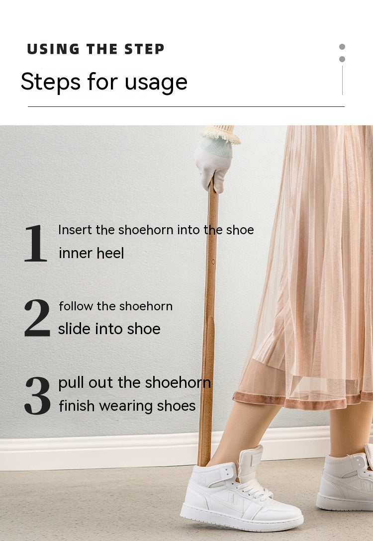 Household Lengthened Beech Magnetic Shoehorn