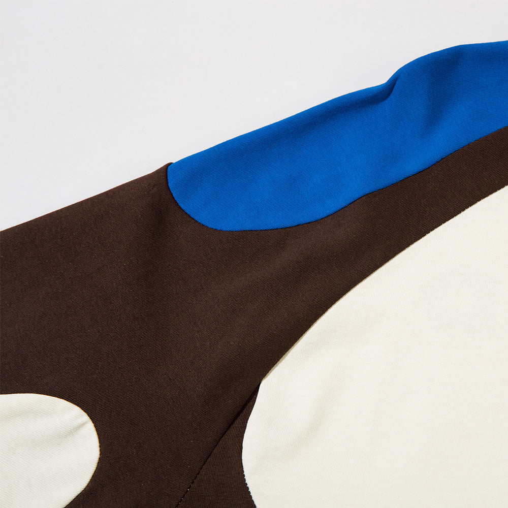 Stitching Contrast Color Letter Print Short-sleeve Men's