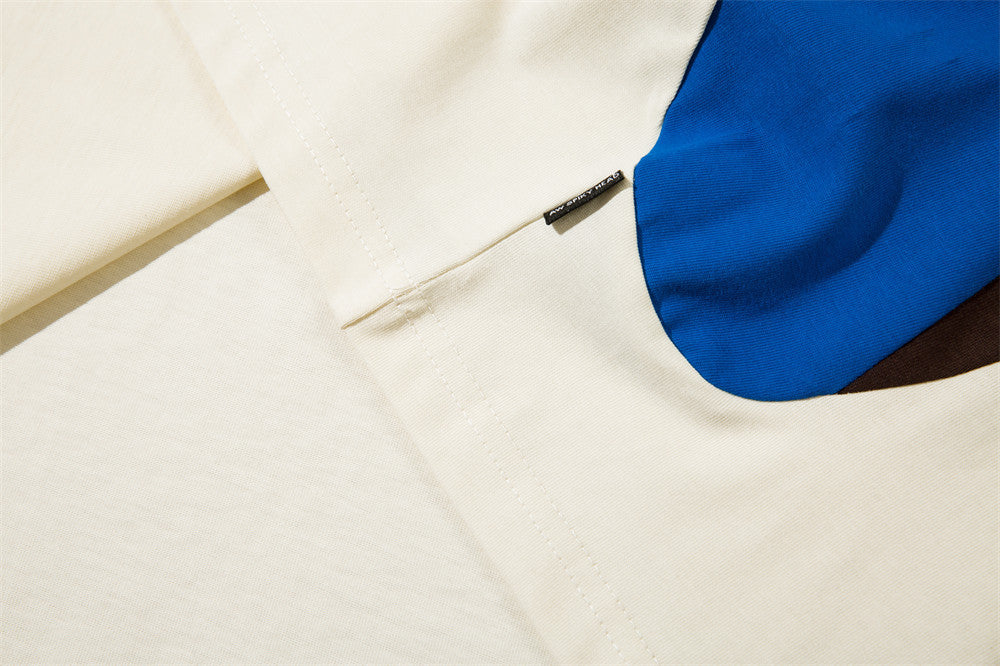 Stitching Contrast Color Letter Print Short-sleeve Men's