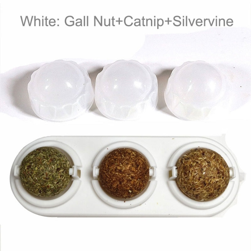 3pcs  Lot Self-adhesive Rotated Catnip Lick Ball