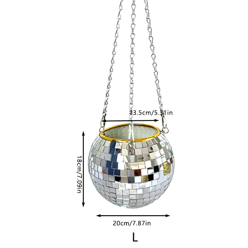 Cross-border Disco Ball Planter Hanging Mirror Spherical Plastic Flowerpot
