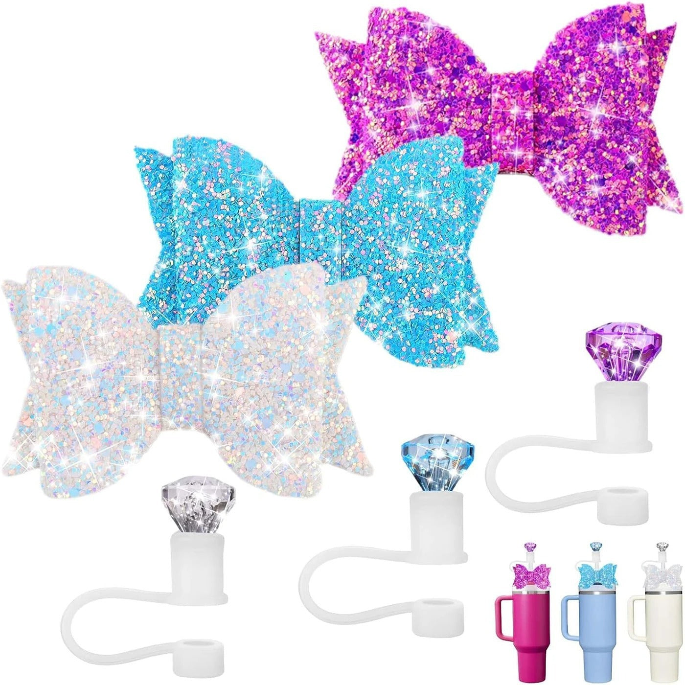 Bow Diamond Straw Cup Decorative Fashion Personality All-match