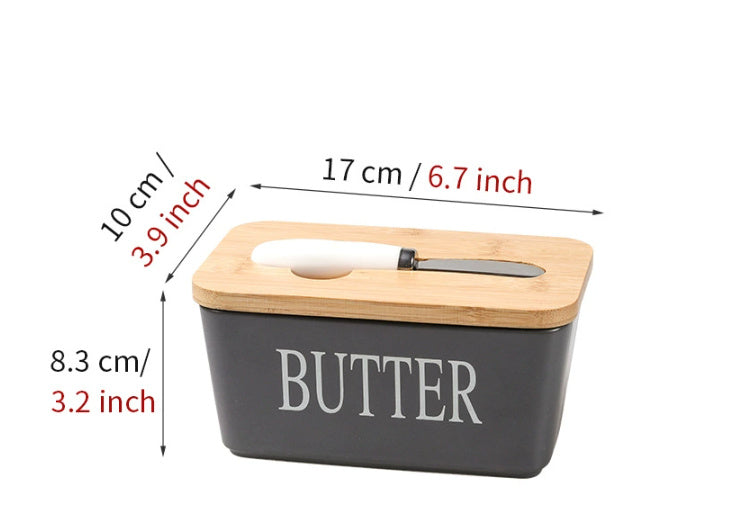 Butter Box Sealed Can Butter Bamboo Cover Cheese With Knife