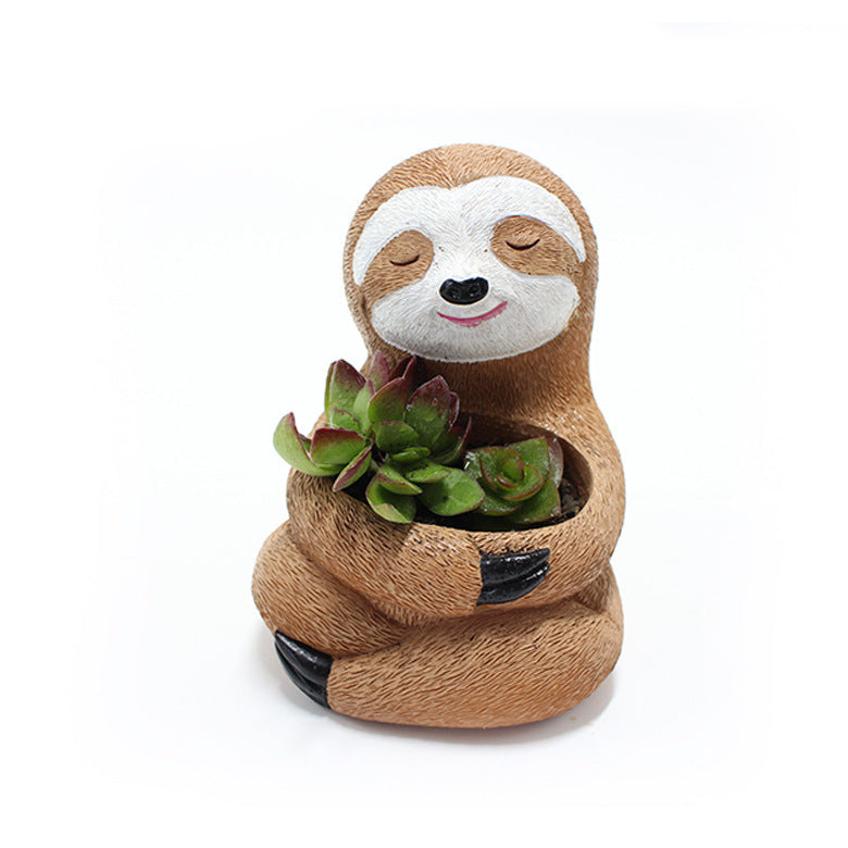 Hug Sloth Flower Pot Resin Craft Landscape Furnishing Articles Balcony Garden Planting Decorations