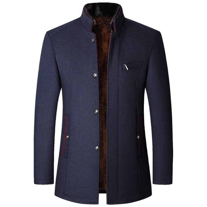 Men's Woolen Jacket Autumn And Winter Stand Collar Middle-aged