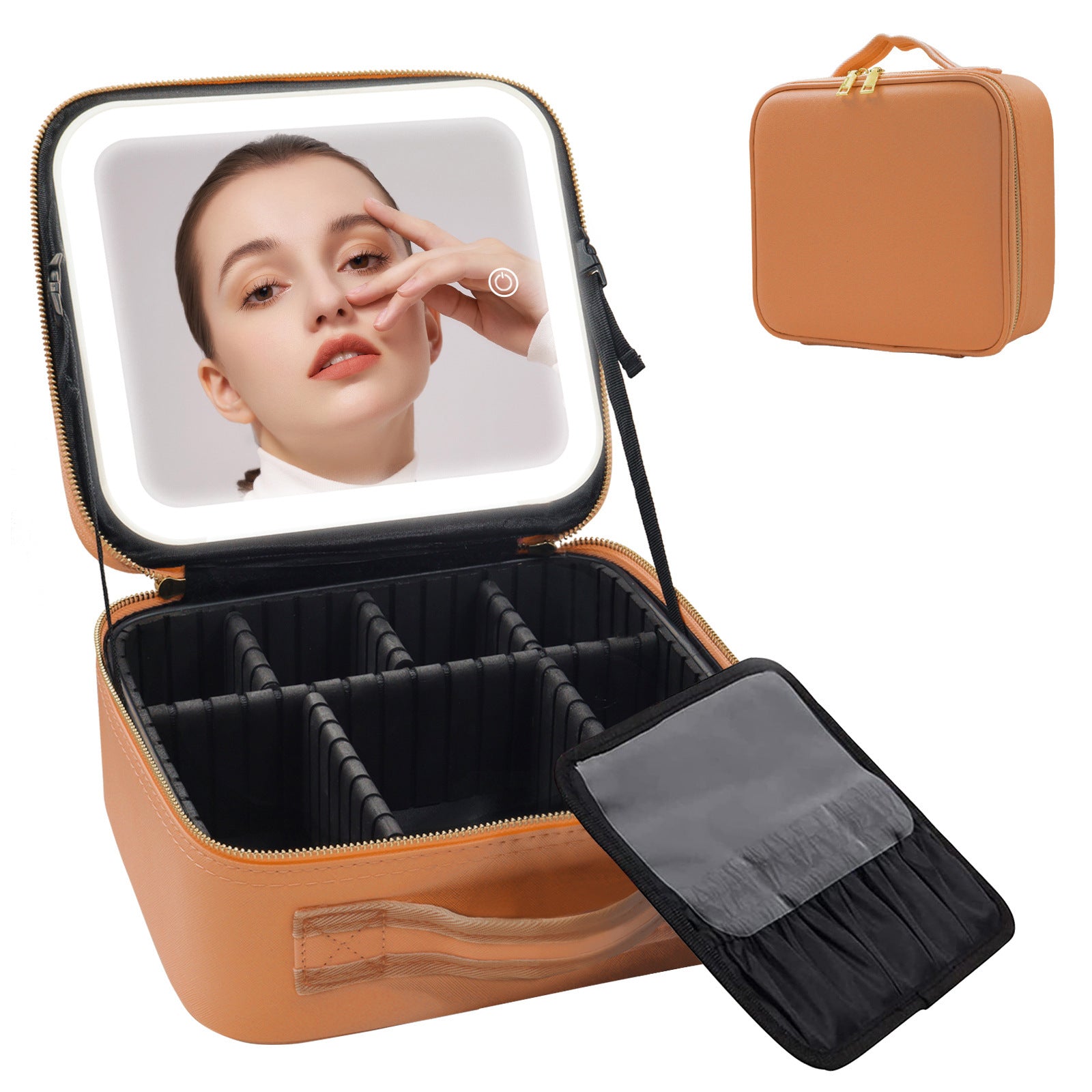 Large Capacity Cosmetic Case With LED Mirror High Sense Multifunctional Storage For Makeup Artist Cosmetic Bag