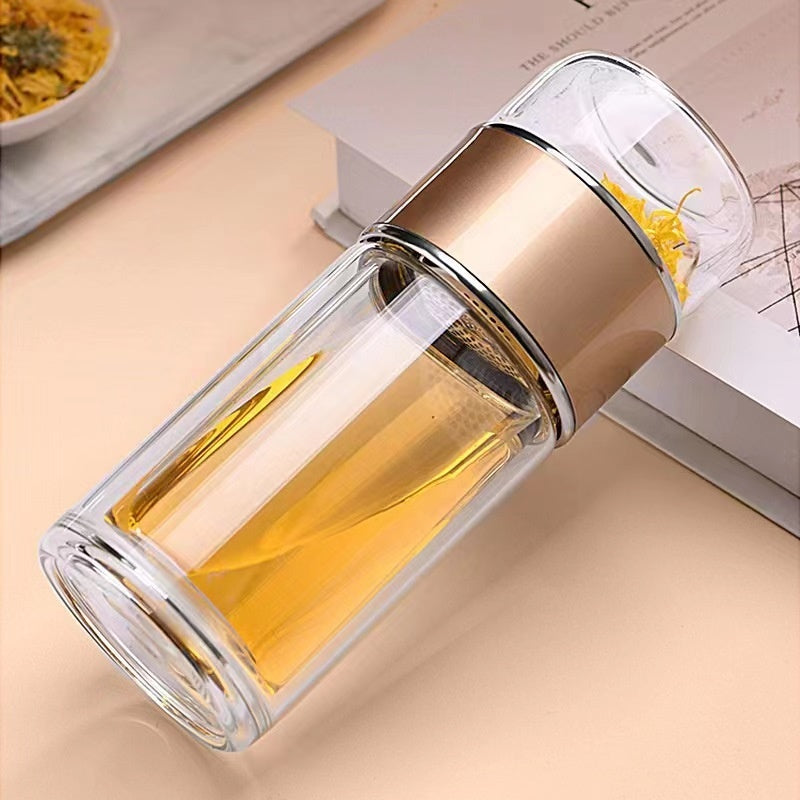 Double Layered Tea Separation Brewing Glass Cup