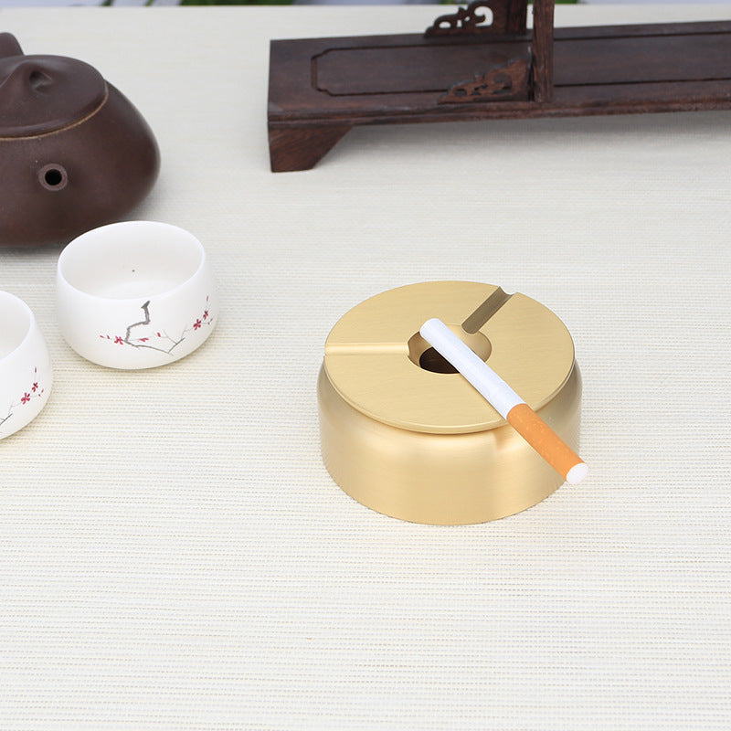 Creative Home Office With Cover Anti-Flying Brass Ashtray