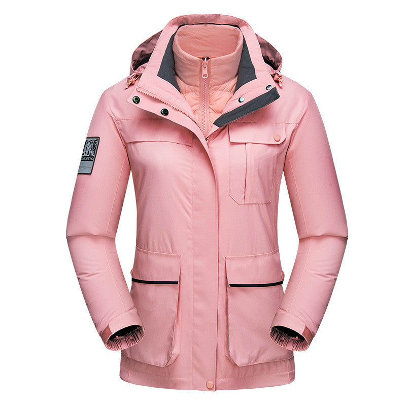 Outdoor Waterproof Winter 3-in-1 Ski Jacket Pure Color Fashion
