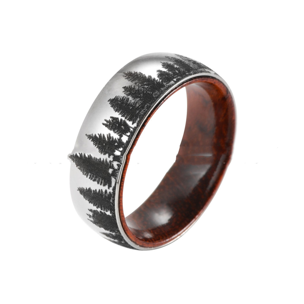 Outdoor Pattern Minimalist Titanium Ring